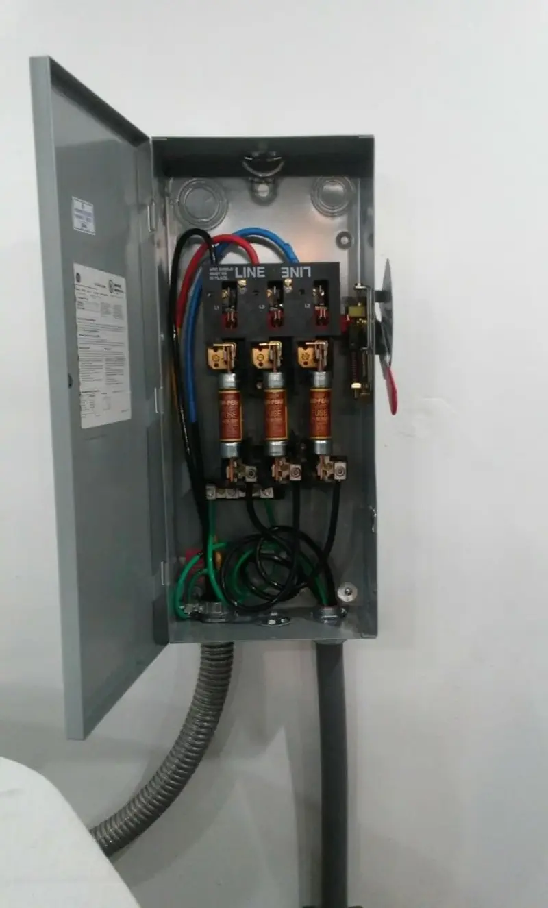 Three-phase disconnect switch installed for Smoke Detector Installation in Brewster